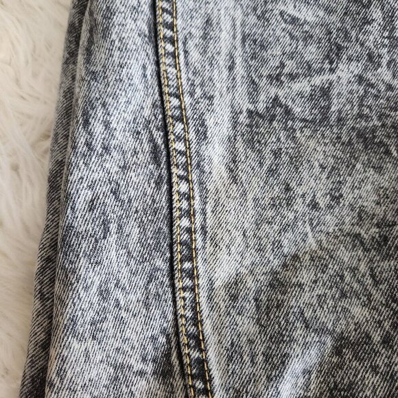 Vtg 80s Acid Wash Jean Denim Maxi Skirt Western W27" Straight Ultra High Waist - Picture 12 of 14